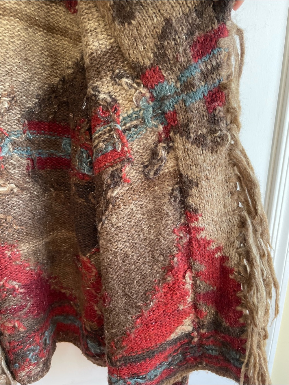 RALPH LAUREN Fringe Aztec Southwest Tribal Cardigan Sweater Alpaca Wool M West - Picture 6 of 8
